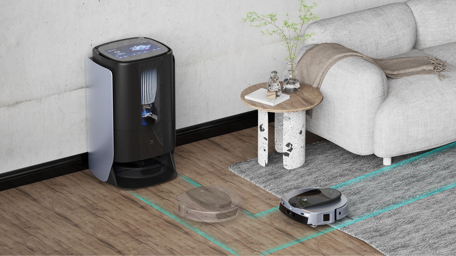 Robot vacuum cleaner cleaning the carpet